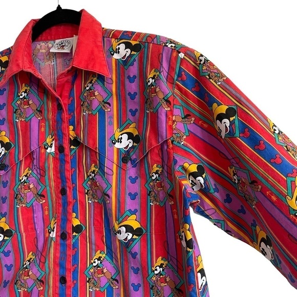 Vintage Disney Cowboy Mickey Mouse Button Down Shirt, Western Cowboy, Size S - Picture 4 of 9